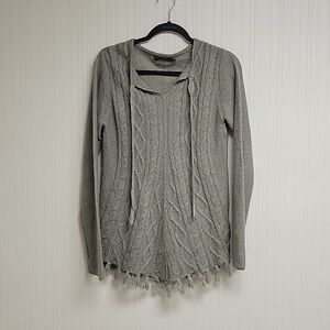 Prana  long sleeve grey sweater fringe women's sz medium